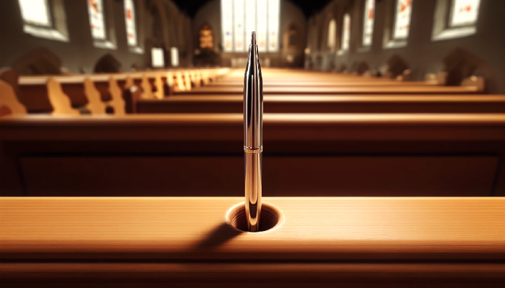 Skinny Pens Fitting Inside Small Church Pew Hole